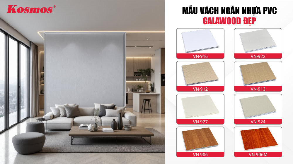 Bộ sưu tấm vách ngăn nhựa PVC Galawood đẹp, giá thành hợp lý