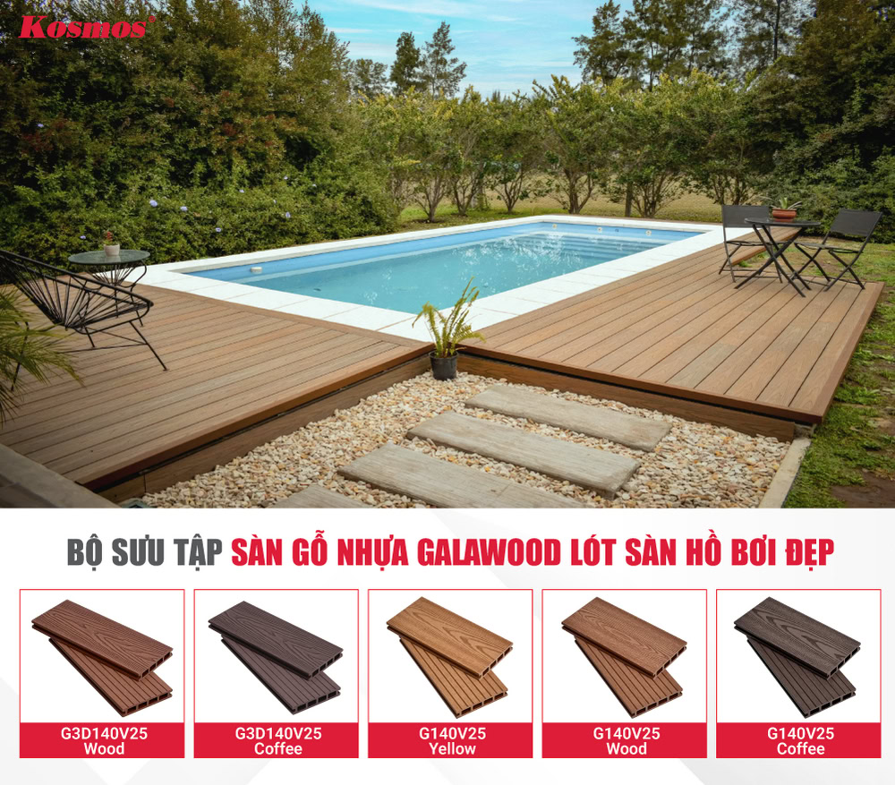 Bộ sưu tập sàn gỗ nhựa Galawood lát sàn hồ bơi Bộ sưu tập sàn gỗ nhựa Galawood lát sàn hồ bơi