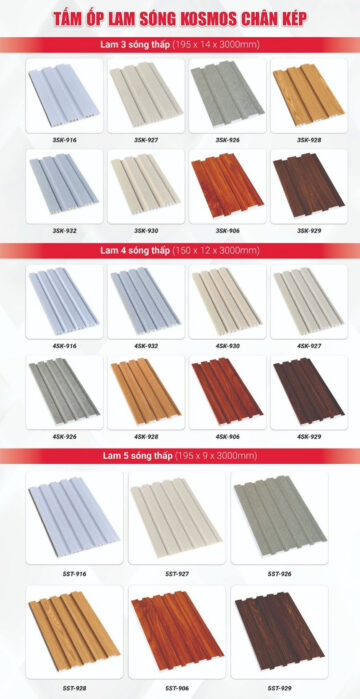 Bộ sưu tập tấm ốp lam sóng Kosmos hàng K9 chân kép