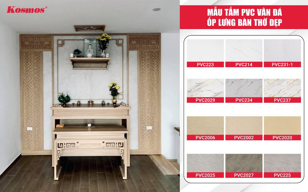 Bộ sưu tập tấm PVC vân đá ốp lưng bàn thờ đẹp Bộ sưu tập tấm PVC vân đá ốp lưng bàn thờ đẹp