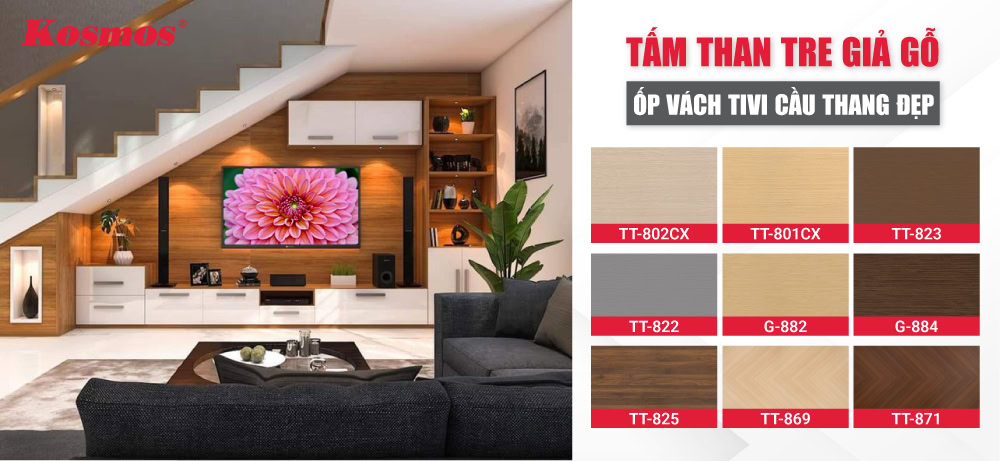 Bộ sưu tập tấm than tre giả gỗ ốp vách tivi cầu thang bền đẹp