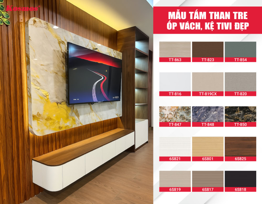 Bộ sưu tập tấm than tre ốp vách, kệ tivi đẹp Bộ sưu tập tấm than tre ốp vách, kệ tivi đẹp