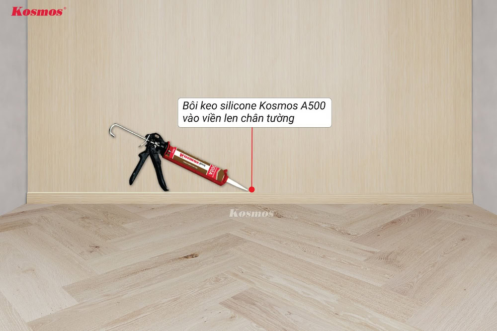 Bôi keo silicone Kosmos A500 vào viền len để ngăn ngừa tình trạng ẩm mốc
