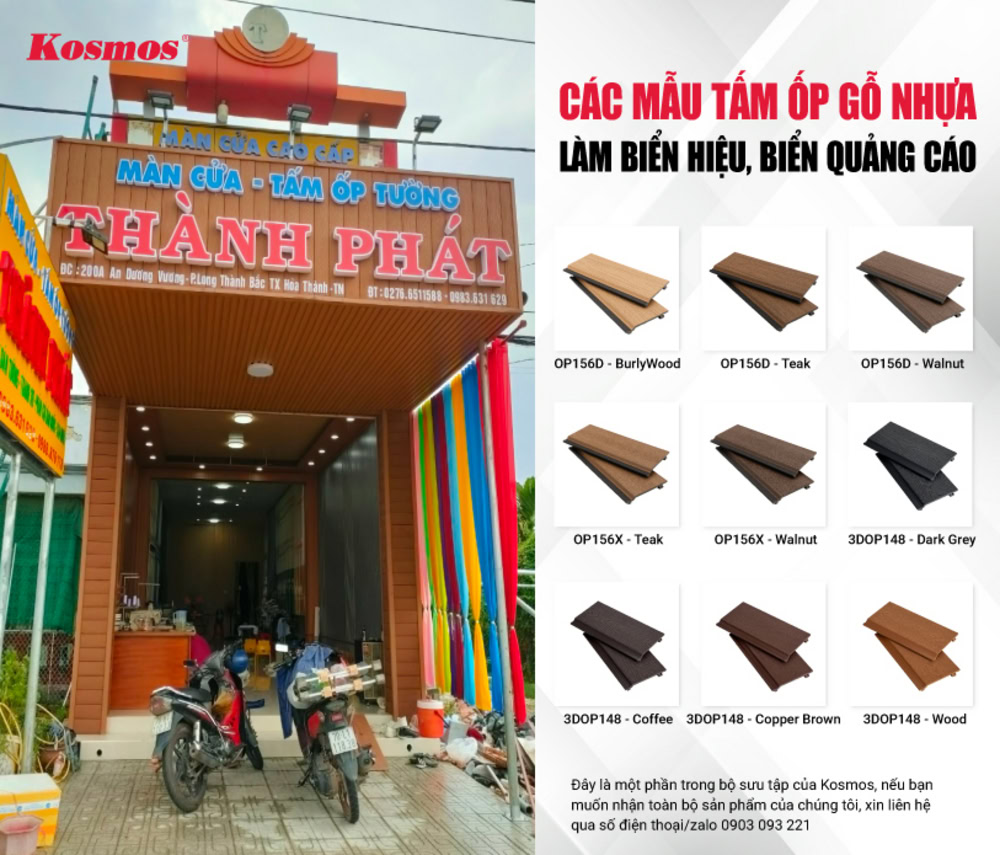 Các mẫu tấm ốp gỗ nhựa làm biển hiệu, biển quảng cáo Các mẫu tấm ốp gỗ nhựa làm biển hiệu, biển quảng cáo