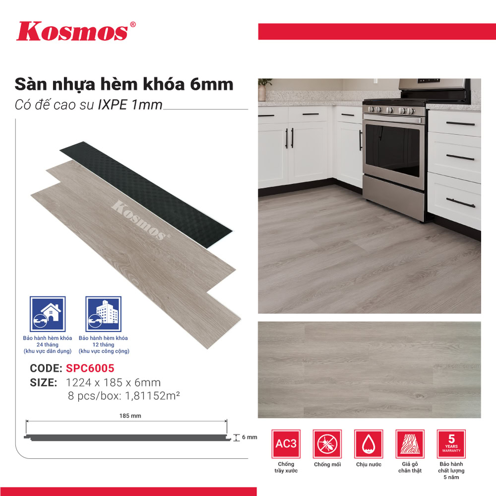 Hình ứng dụng sàn nhựa giả gỗ xám SPC6005 Kosmos Hình ứng dụng sàn nhựa giả gỗ xám SPC6005 Kosmos