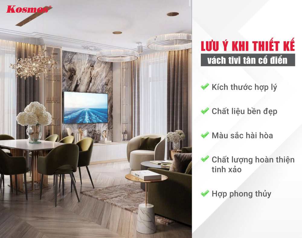 Khách hàng cần chú ý nhiều yếu tố khi thiết kế vách tivi tân cổ điển