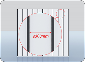 Khoảng cách giữa các thanh xương ≤30cm