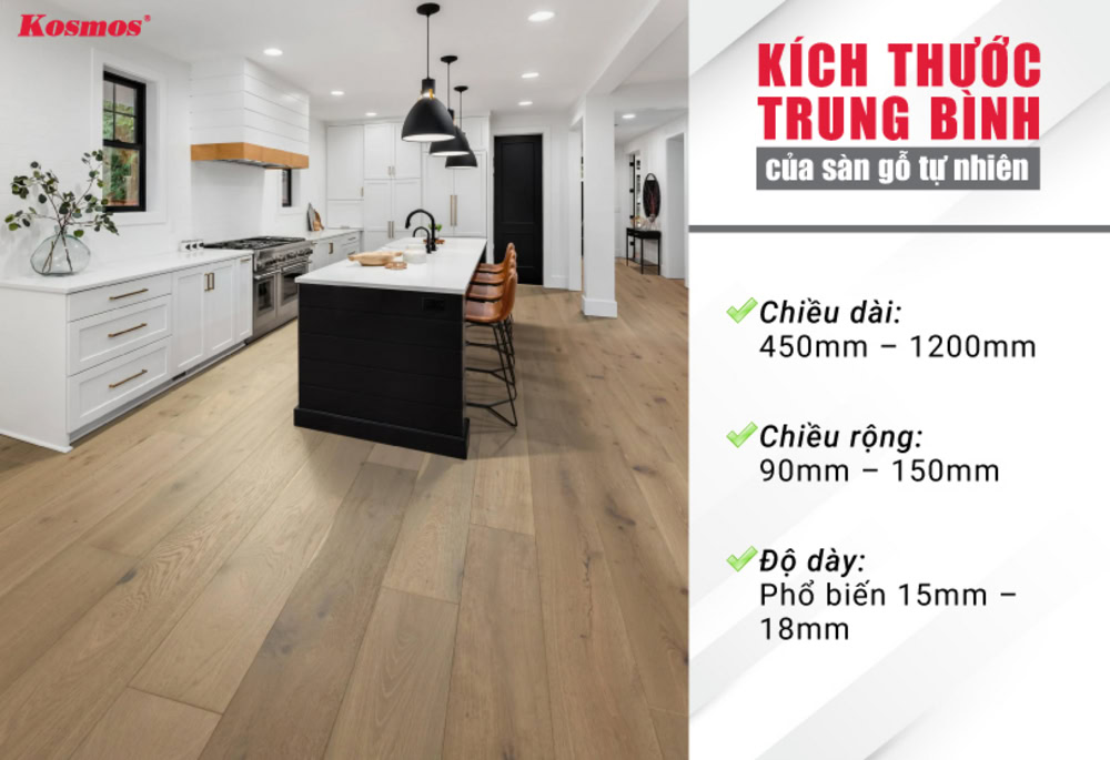 Kích thước trung bình của sàn gỗ tự nhiên hiện nay