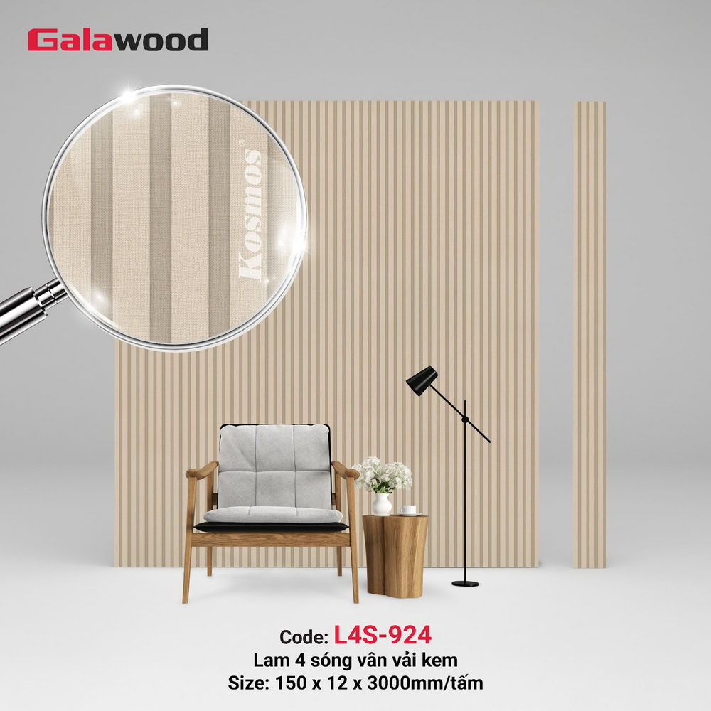 Lam 4 sóng Galawood L4S-924 vân vải kem