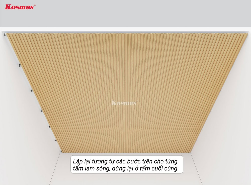 Lặp lại tương tự các bước trên đến tấm ốp cuối cùng