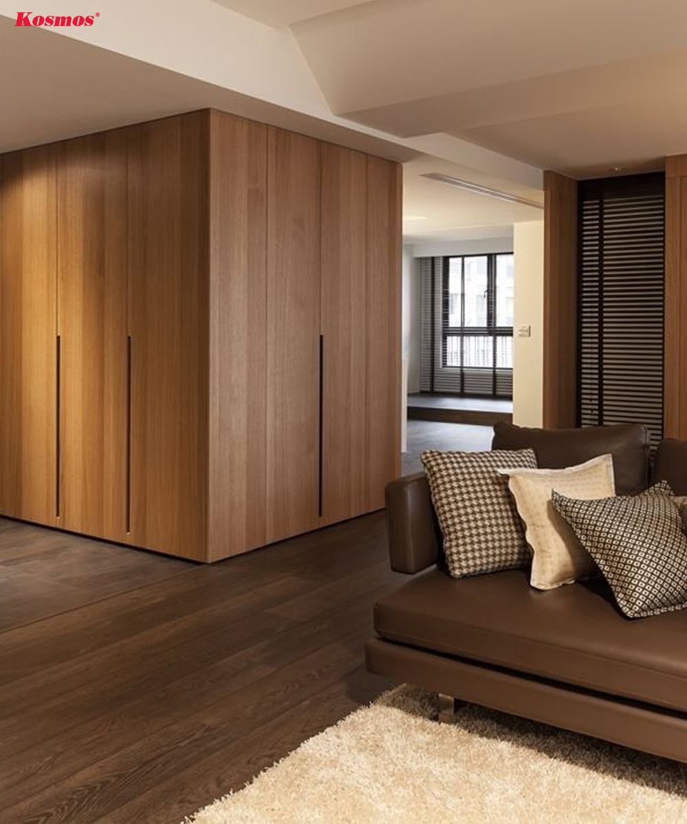 Mẫu vách ngăn phòng khách làm bằng gỗ tự nhiên