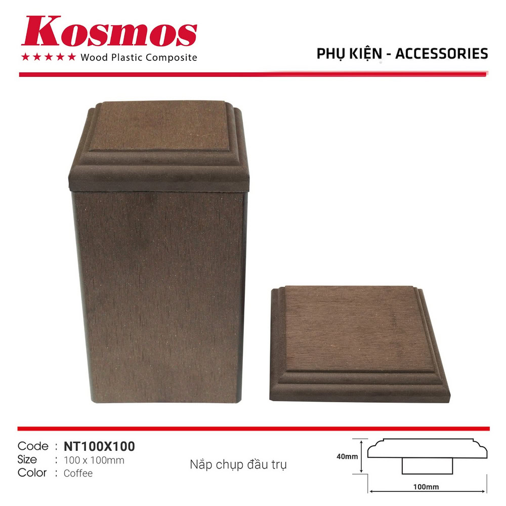 Nắp trụ gỗ nhựa 1 lớp mã NT100X100 màu Coffee Nắp trụ gỗ nhựa 1 lớp mã NT100X100 màu Coffee