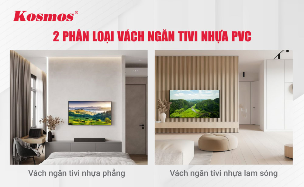 Phân loại vách ngăn tivi nhựa PVC đẹp, tiện lợi
