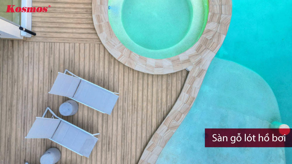 Sàn gỗ lót hồ bơi ngoài trời Sàn gỗ lót hồ bơi ngoài trời
