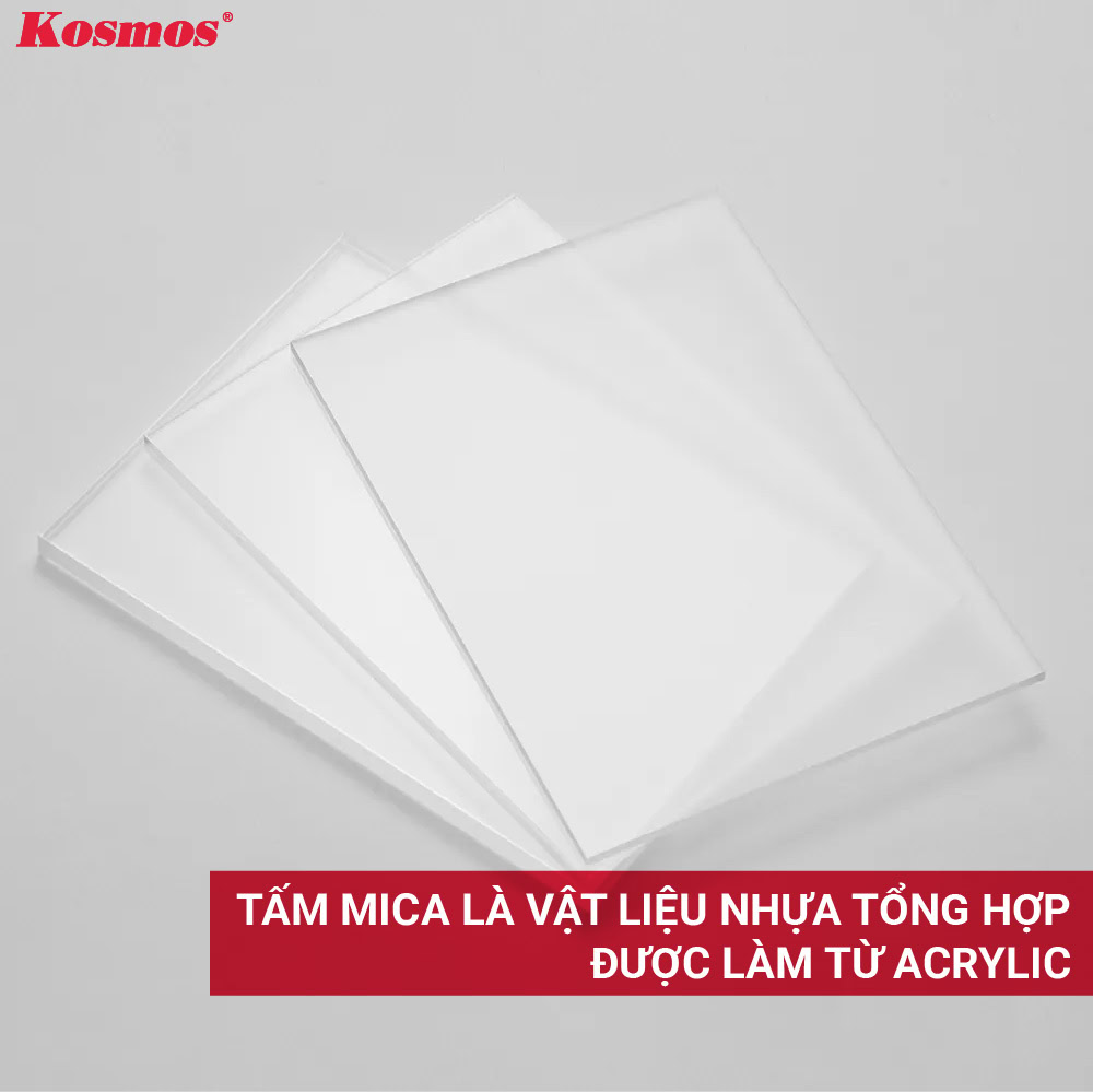 Tấm mica là vật liệu nhựa tổng hợp được làm từ Acrylic (PMMA - Poly Methyl Methacrylate) Tấm mica là vật liệu nhựa tổng hợp được làm từ Acrylic (PMMA - Poly Methyl Methacrylate)