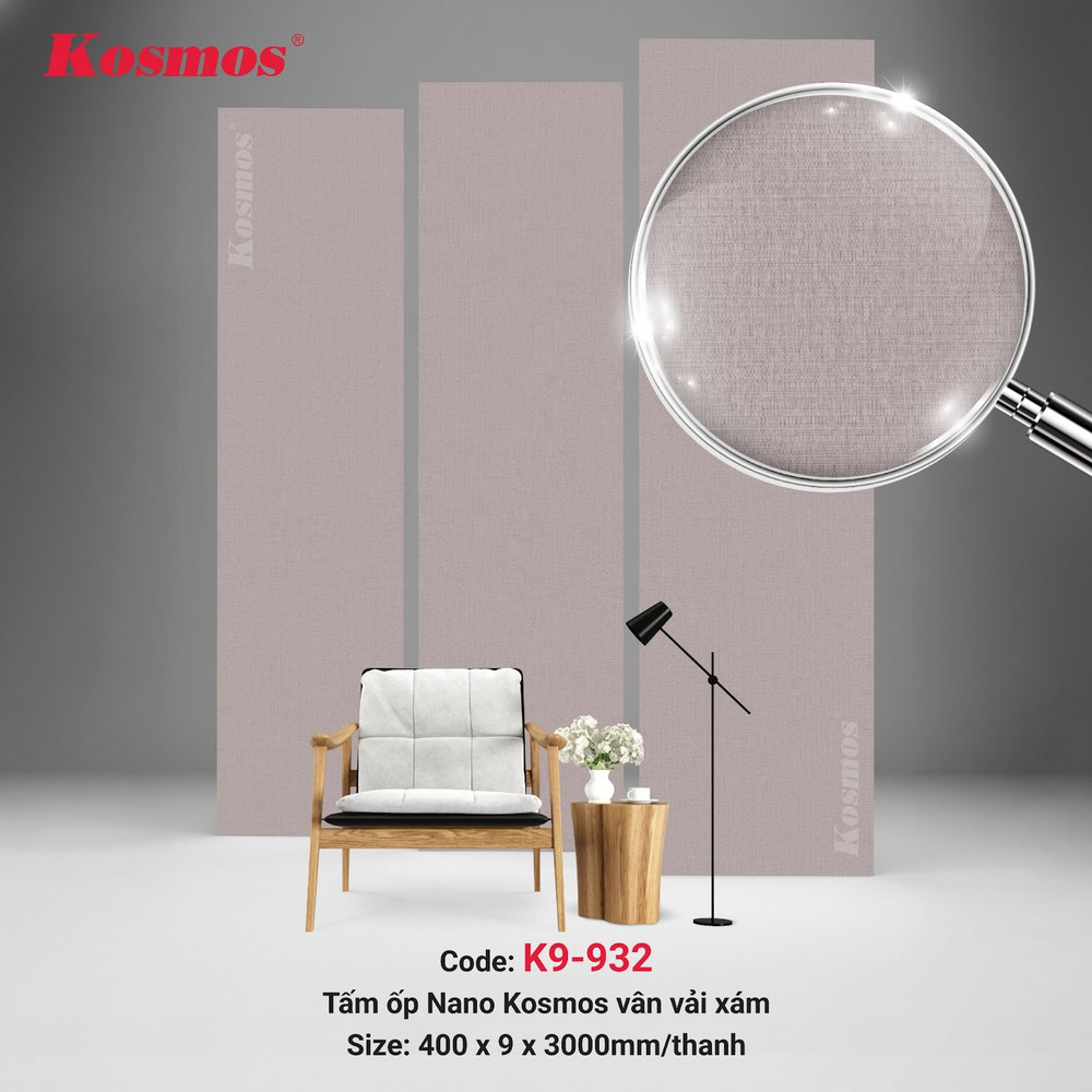 Tấm Nano K9-932 mang vẻ đẹp tinh tế từ họa tiết vân vải xám