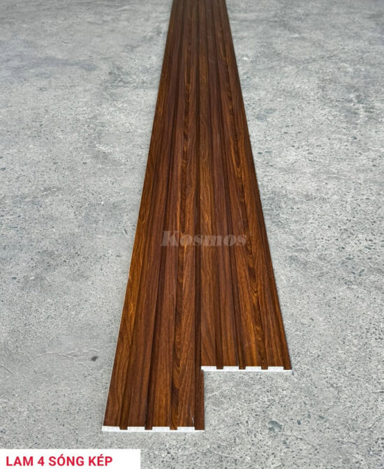 Tấm ốp Kosmos lam 4 sóng thấp nâu vân gỗ mã 4SK-929