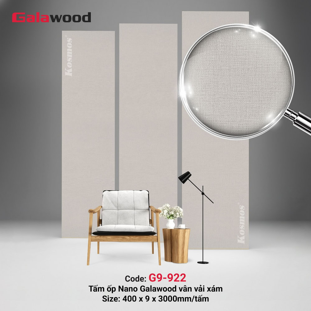 Tấm ốp Nano Galawood G9-922 vân vải xám