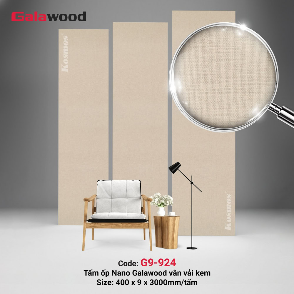 Tấm ốp Nano Galawood G9-924 vân vải kem