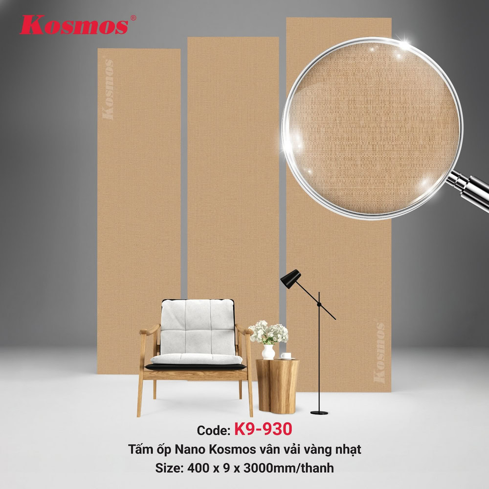 Tấm ốp nhựa vân vải vàng nhạt K9-930 mang tính thẩm mỹ cao