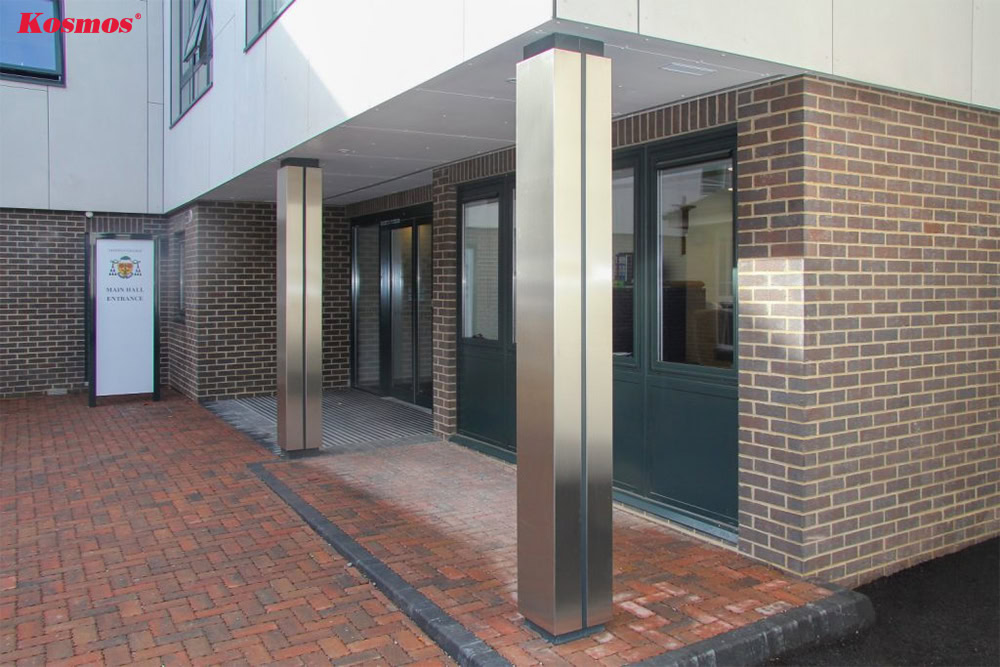 Thiết kế cột hiên nhà vuông ốp tấm Aluminium