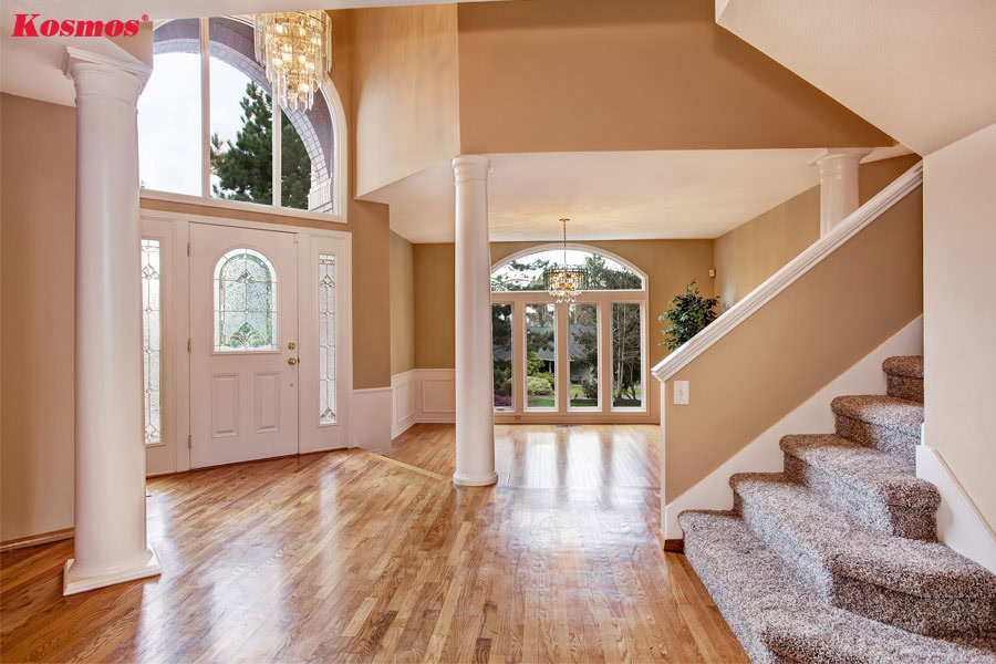 Thiết kế ốp cột nhà bằng tấm Alu trắng trơn