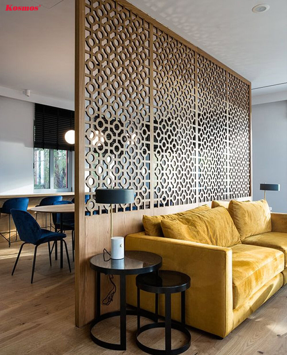 Thiết kế vách gỗ CNC ngăn phòng tinh xảo
