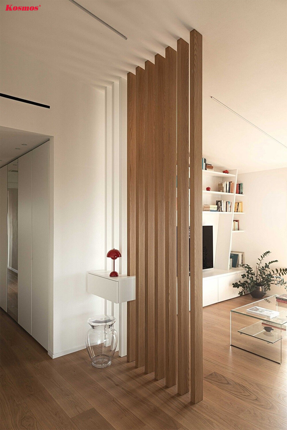 Thiết kế vách lam gỗ ngăn phòng hiện đại