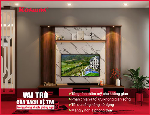 50 mẫu vách kệ tivi, vách treo tivi đẹp cho phòng khách, phòng ngủ