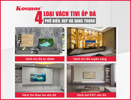 25+ mẫu vách tivi ốp đá đẹp, sang trọng, hiện đại