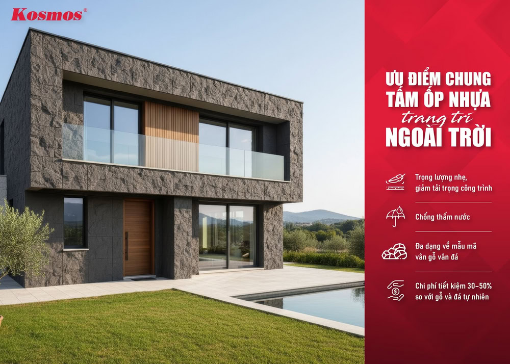 Ưu điểm chung của tấm ốp nhựa trang trí ngoài trời Ưu điểm chung của tấm ốp nhựa trang trí ngoài trời