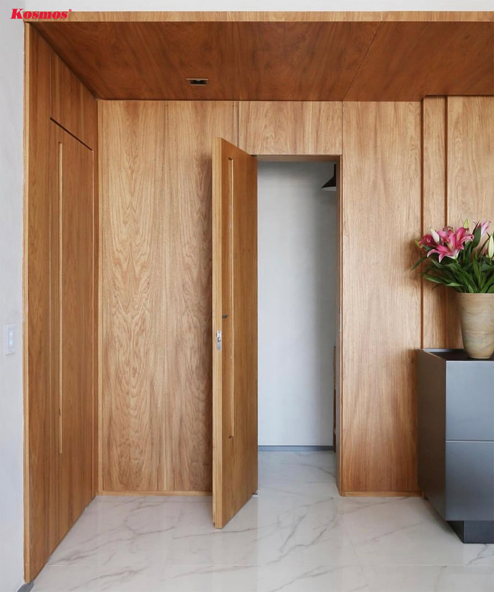 Vách ngăn gỗ tự nhiên giúp không gian thêm ấm áp