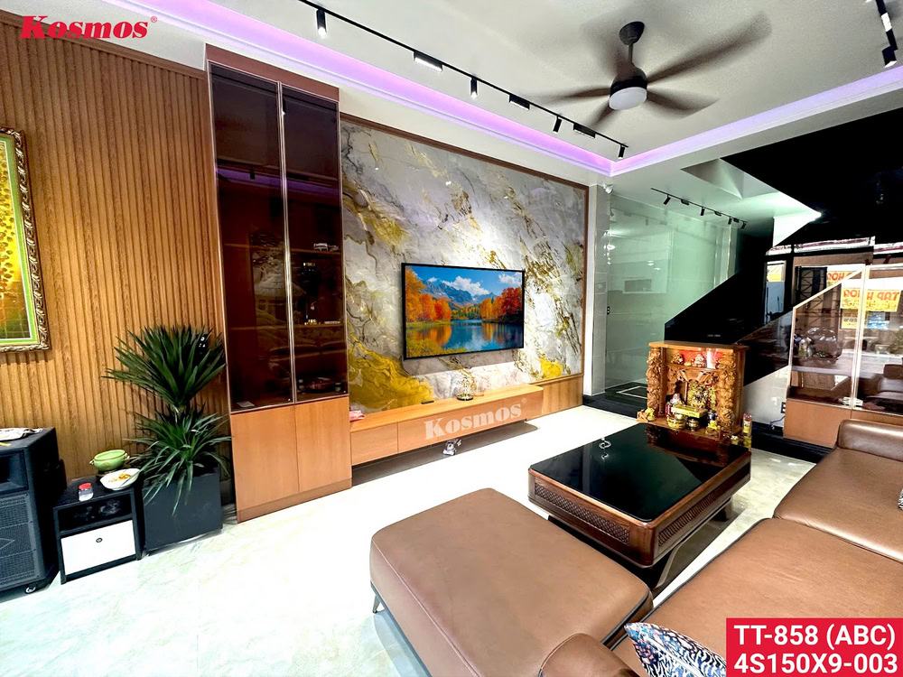 Vách tivi than tre vân đá có độ bền từ 10-15 năm