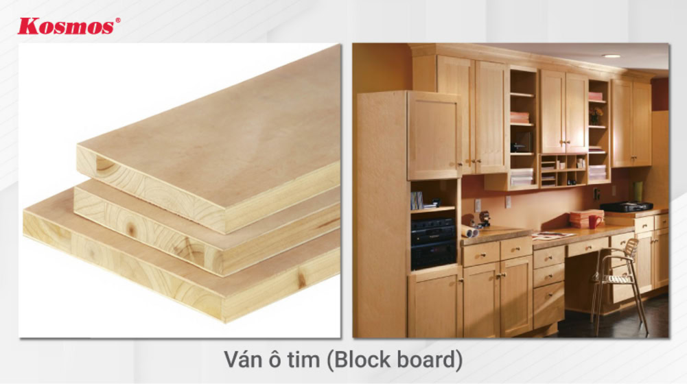 Ván ô tim có lõi được làm từ nhiều thanh gỗ tự nhiên nén chặt Ván ô tim có lõi được làm từ nhiều thanh gỗ tự nhiên nén chặt
