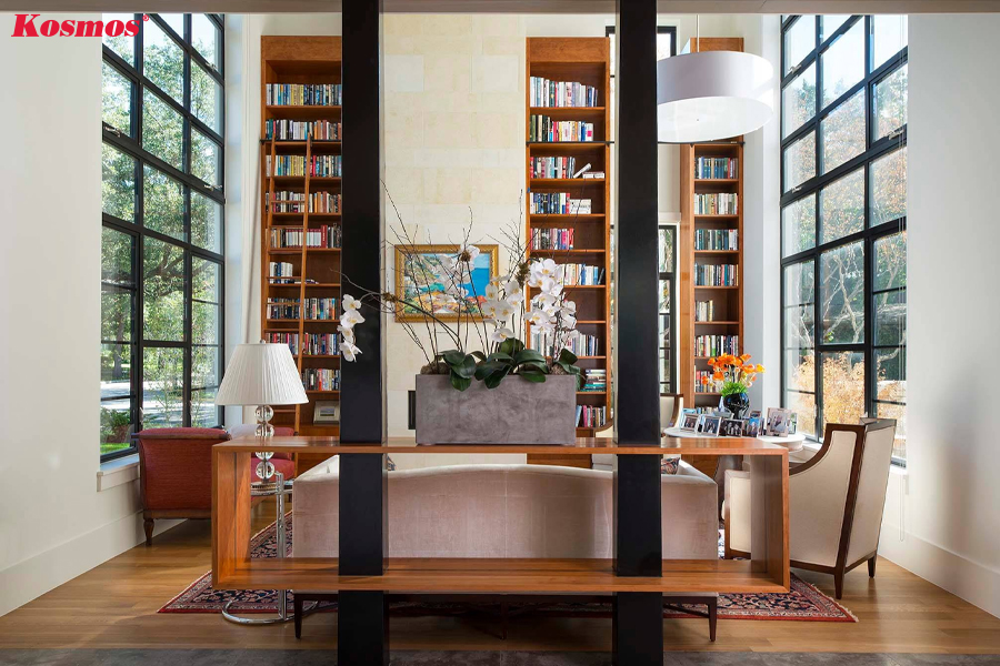 Văn phòng làm việc ốp cột bằng tấm nhôm nhựa