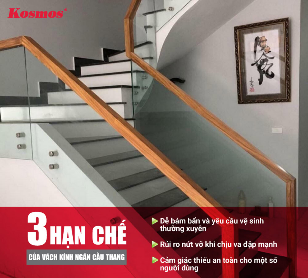 3 hạn chế cần lưu ý của vách ngăn cầu thang bằng kính 3 hạn chế cần lưu ý của vách ngăn cầu thang bằng kính