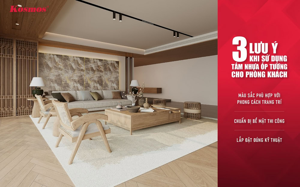 3 lưu ý khi sử dụng tấm ốp tường nhựa cho phòng khách