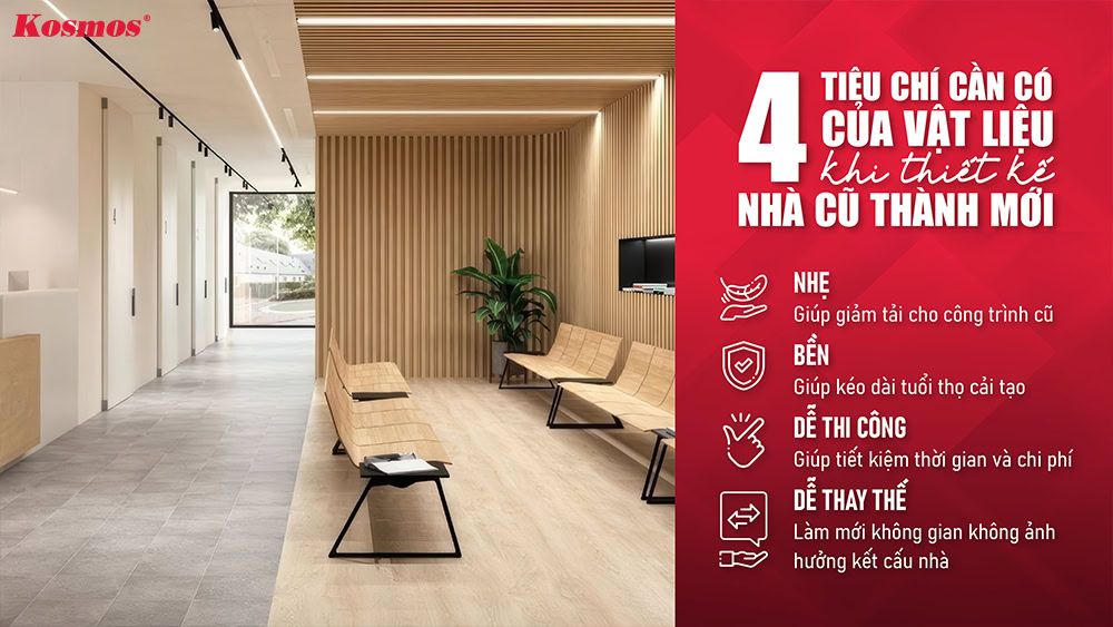 4 tiêu chí cần có của vật liệu phù hợp khi thiết kế nhà cũ thành mới