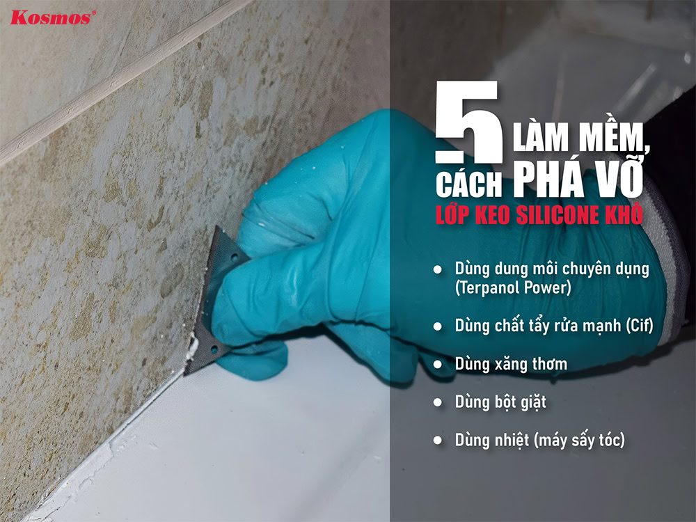 5 cách làm mềm, phá vỡ lớp keo silicone khô