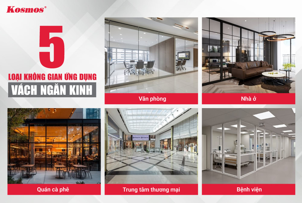 5 loại không gian ứng dụng vách ngăn bằng kính 5 loại không gian ứng dụng vách ngăn bằng kính