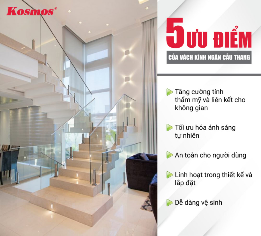 5 ưu điểm nổi bật của vách kính ngăn cầu thang 5 ưu điểm nổi bật của vách kính ngăn cầu thang