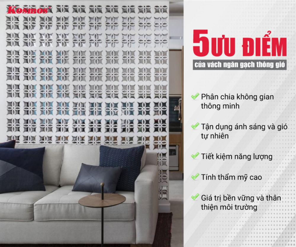 5 ưu điểm nổi bật của vách ngăn bằng gạch bông gió