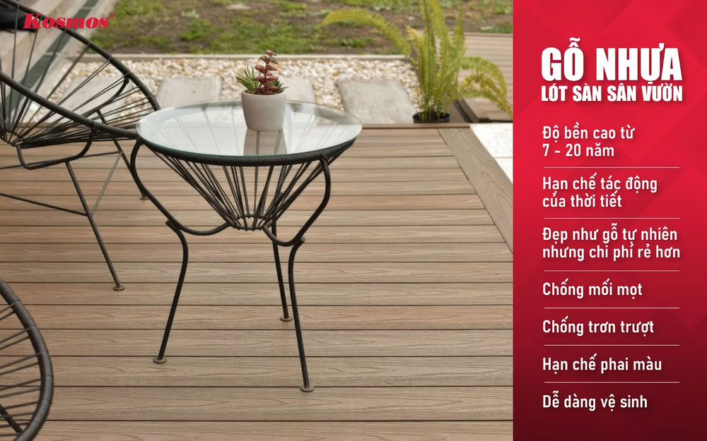 7 ưu điểm của sàn gỗ nhựa lót sân vườn 7 ưu điểm của sàn gỗ nhựa lót sân vườn