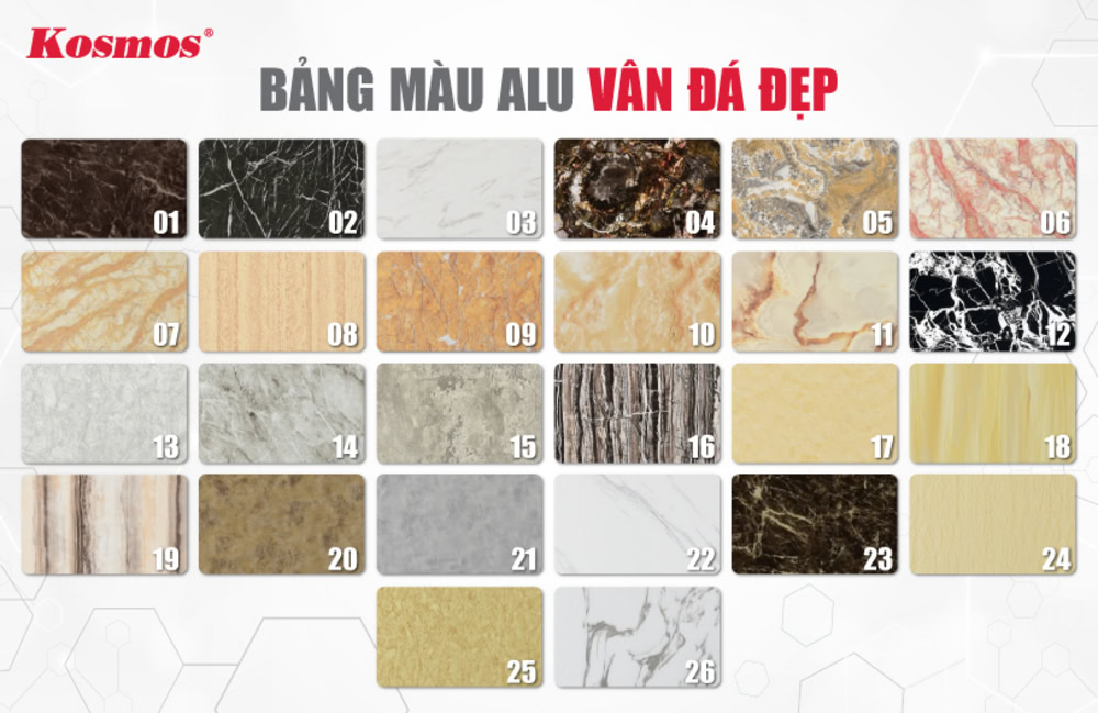 Bảng màu alu vân đá đẹp