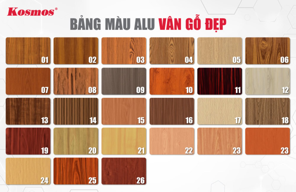 Bảng màu alu vân gỗ đẹp