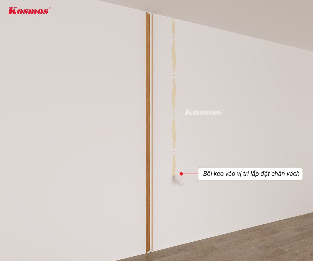 Bôi keo chuyên dụng để cố định chân vách