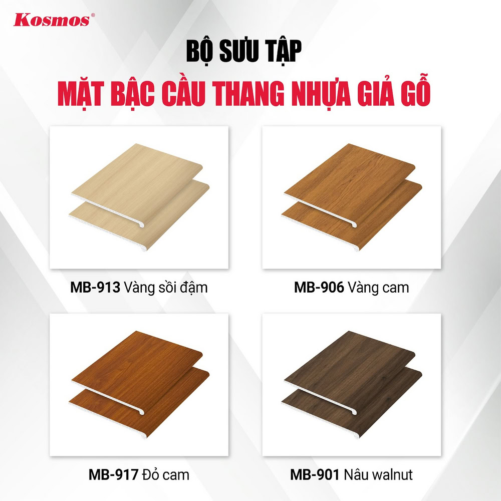 Các mẫu mặt bậc cầu thang nhựa giả gỗ