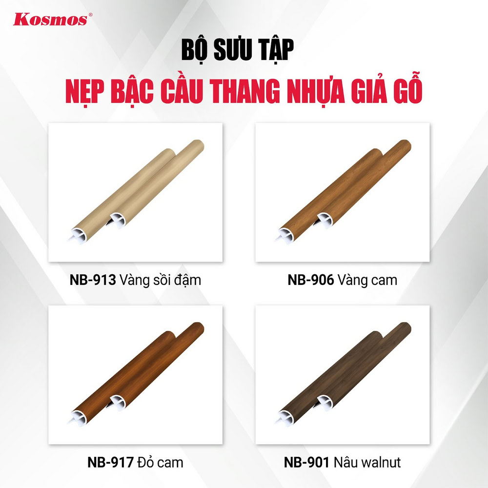 Các mẫu nẹp bậc cầu thang nhựa giả gỗ
