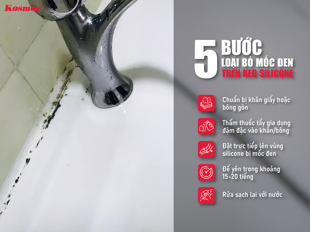 Cách loại bỏ mốc đen trên keo silicone