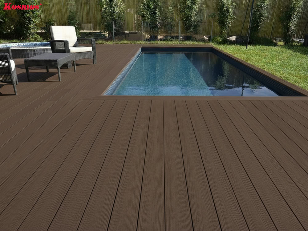 Công trình sàn sân vườn, hồ bơi từ gỗ nhựa 2 lớp Kosmos